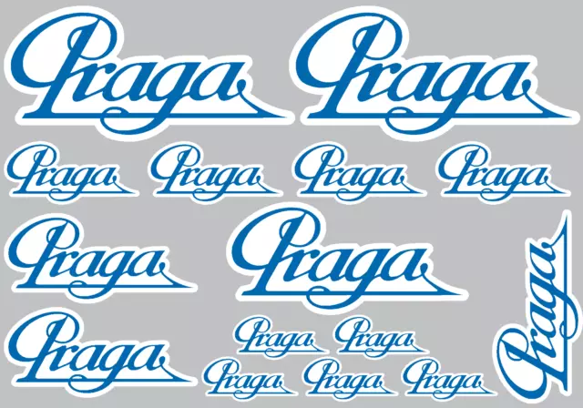 PRAGA STICKER SET - A4 SIZE SHEET OF 15 LAMINATED STICKERS/DECALS - Karting