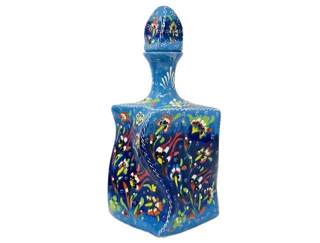 12" Turkish Floral Colorful Handmade Vase with Lid Hand Painted Ceramic