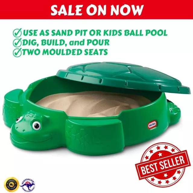 NEWLittle Tikes Turtle Sandbox Kids Outdoor Sand Pit Play/Game Toy w Cover Green