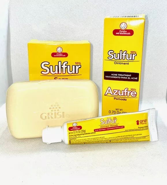 Grisi Bio Sulfur Soap & SULFUR OINTMENT.TRATAMIENTO PARA EL ACNE.