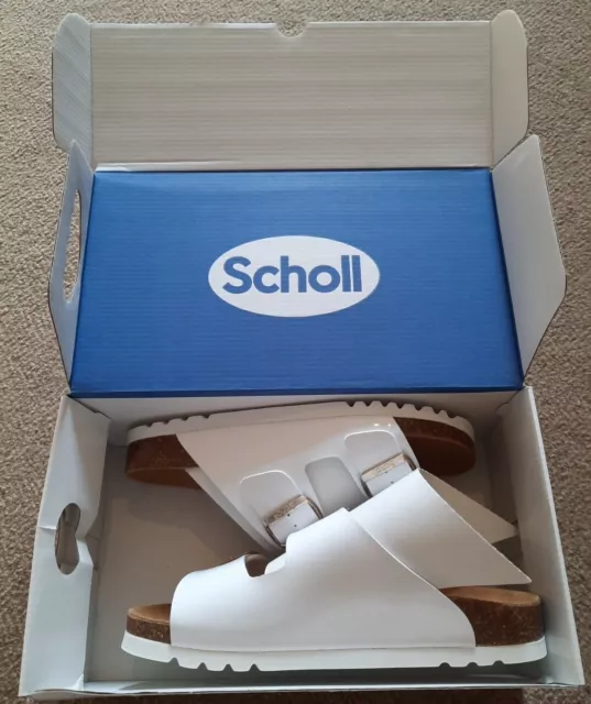 Scholl Womens Softstep White Josephine Sandals *New In Box* - Uk Size 5 / Eu 38