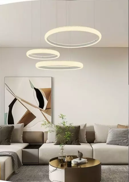 Lampadario a Sospensione LED 60W Design 3 Anelli Lampada Soffitto IP20 Interni