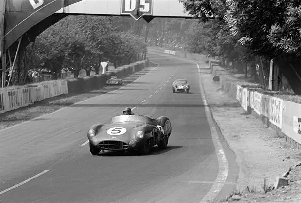 Shelby Swinging Aston Dbr1 Into Tertre Rouge 1959 Old Photo