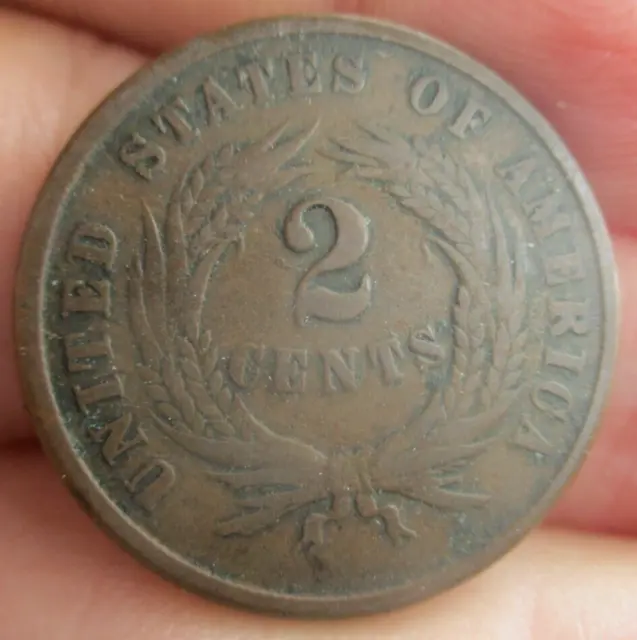 1864 Two 2 Cent Union Shield Coin