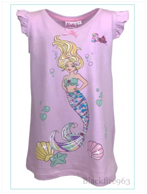 Girls BARBIE Mermaid Nightdress Lilac Character Nighty Nightwear 3 Years NEW