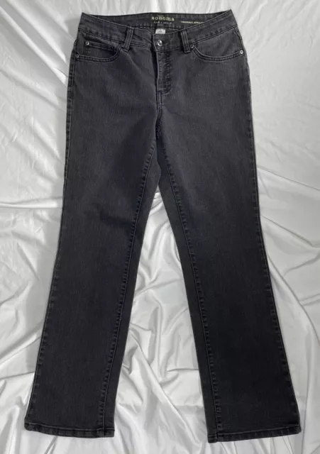 Sonoma Life + Style Jeans Original Straight Black Mid Rise Women's Size 6 Avg.