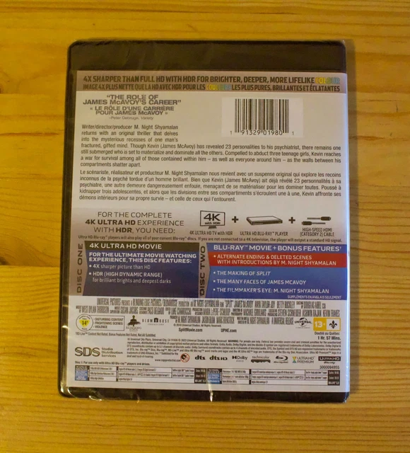 SPLIT 4K UHD Blu-ray M. Night Shyamalan James McAvoy Anya Taylor-Joy ...