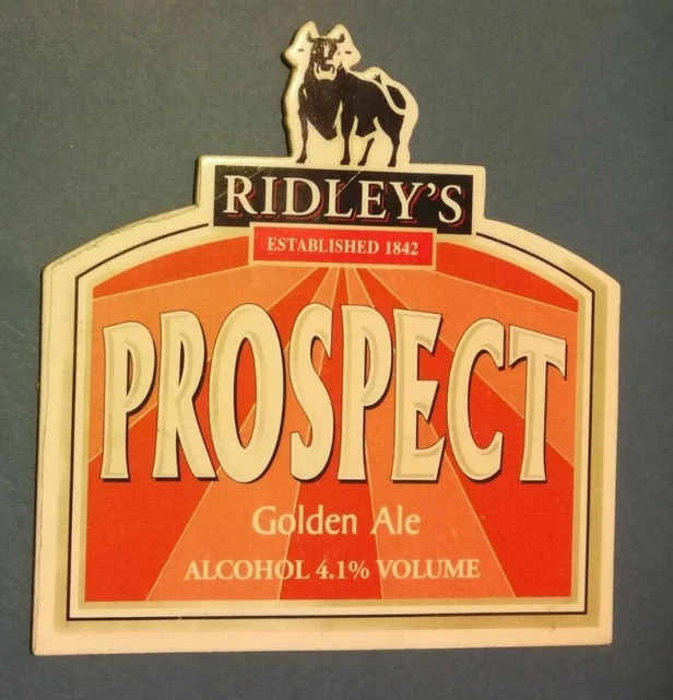 Bierpumpe Clip Abzeichen vorne RIDLEYS Brauerei PROSPECT Echt Ale GESCHLOSSEN Essex