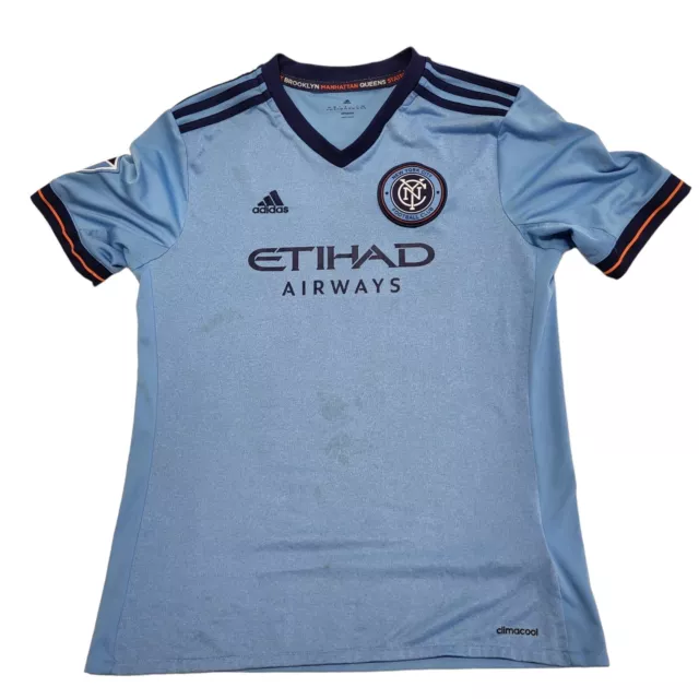 Adidas New York City FC Football Shirt Blue Home Kit Uk Boy's 15-16 Yrs ZZ356