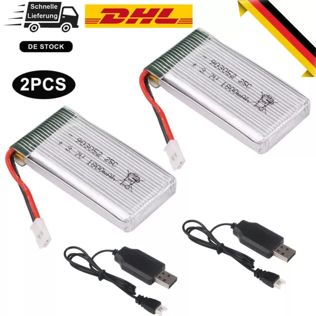 2 Pcs 1800mAh 3,7V Lipo Akku 25C XH2.54 Stecker mit Ladekabel für RC Car Drohne