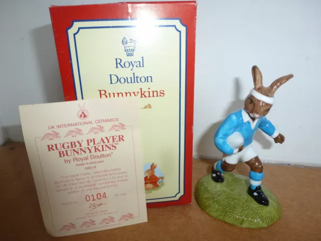 Royal Doulton Rugby Bunnykins Db318 Limited Edition 104/1000 Coa