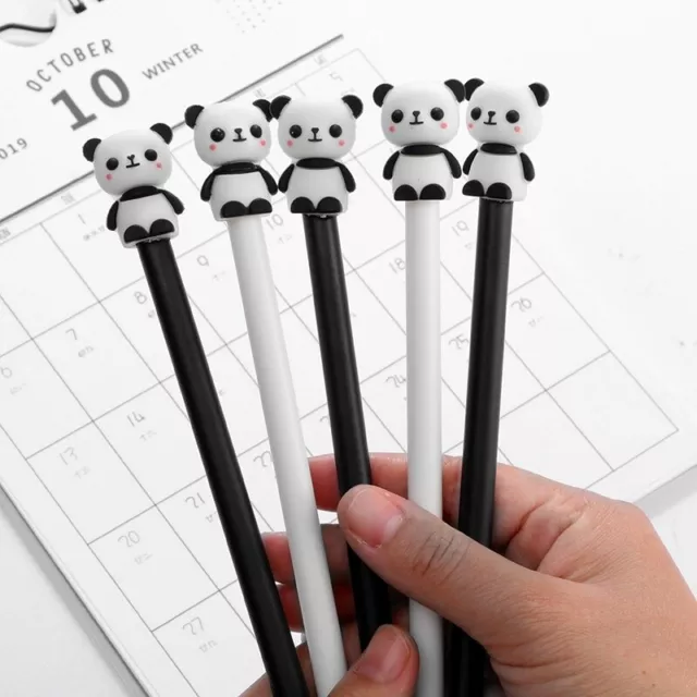 2 Pcs Panda Gel Pen Black Ink Pen Stationery School & Office Writing Supply