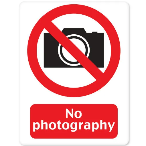 No Photography car bumper sticker 4" x 4"