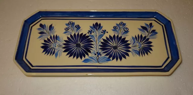 Plat A Cake  Signe Hb  Quimper Decor Fleurs Bleues