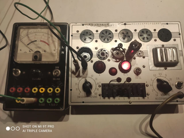 Tester tubolare Euratele, funzionante, con. Misuratore, u. Istruzioni per l'uso.