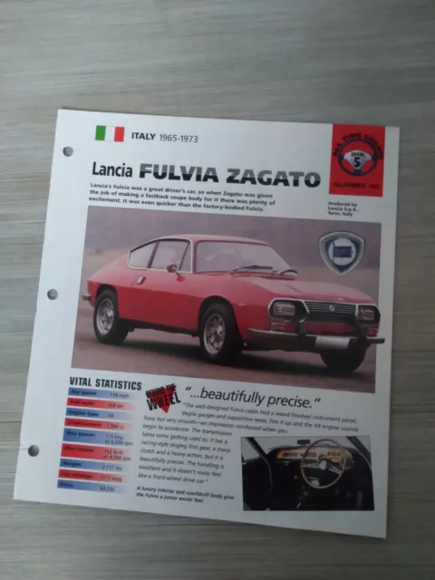 Lancia FULVIA ZAGATO IMP Spec Sheet / Brochure; 1970,1971,1972,...V4 Sport