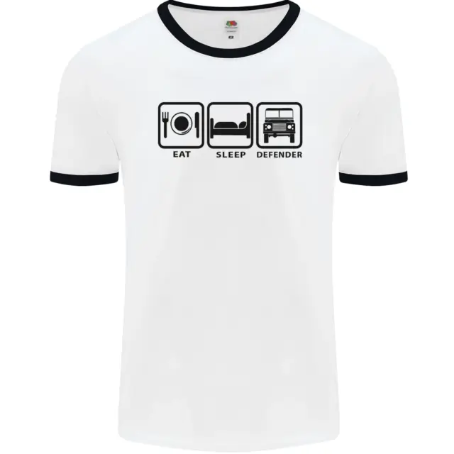 Eat Sleep 4X4 Off Road Roading Car Mens White Ringer T-Shirt