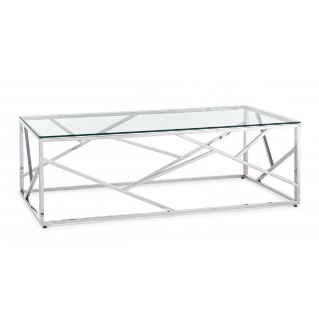 Tavolino Da Salotto VidaXL - Piano In Vetro Temperato, Struttura In Acciaio Inox Argentato, Design Moderno