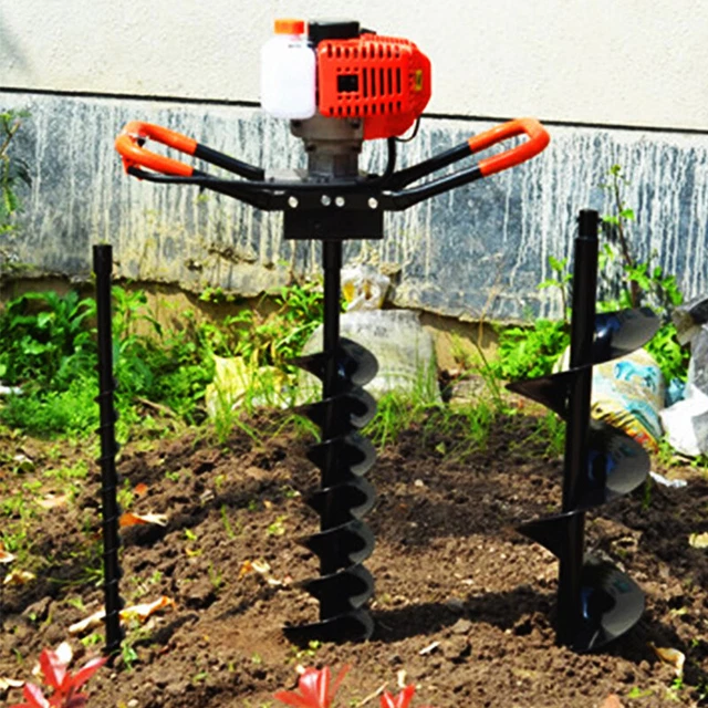 52CC 2 Stroke Post Hole Digger Gas Powered Auger Borer Fence Ground Drill+3 Bits