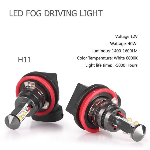 Faro fendinebbia auto LED 20 W H11 bianco 6000k luce diurna