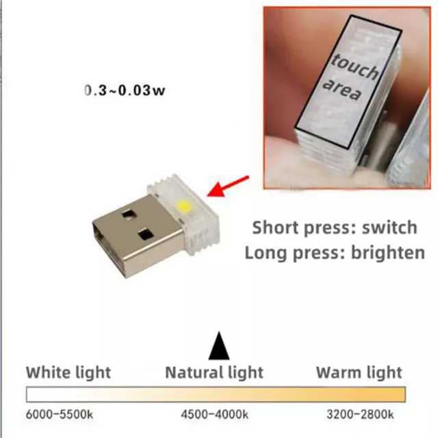 Mini USB Highlight Night Light LED Bedroom Dormitory Sleep Dimmable With Switch 3