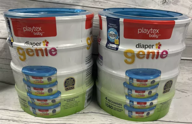 two packs Playtex Diaper Genie Disposal System Refills, 4 Count x2