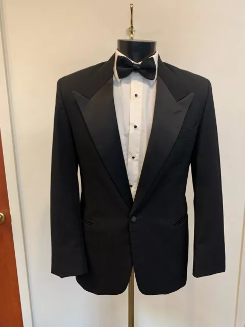 BLACK TUXEDO  COAT Milano by Raffinati one button with full Satin Peak Lapels