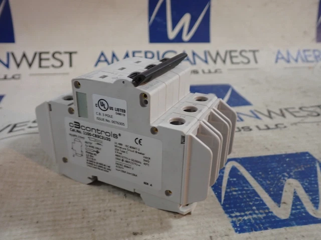 C3Controls 1100-CB3C2U20 Supplementary Protector  20A 3P Type C Circuit Breaker