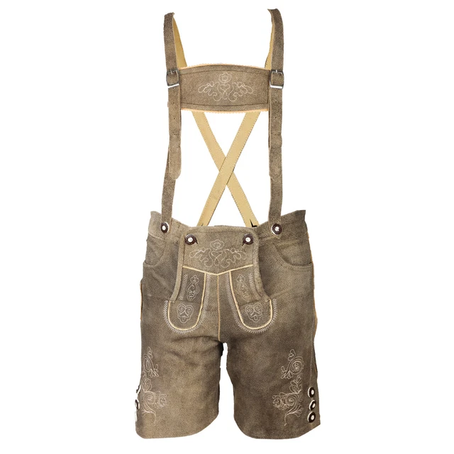 Pantaloni folcloristici in pelle bambini Leo corti marrone cammello colorato effetto MS costume tradizionale
