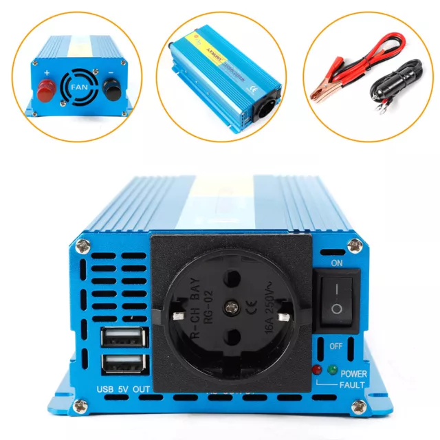 50HZ DC 12v AC 230v Inverter 1000w-2000w Pure Sine Wave Power Inverter