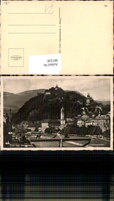 667228,Foto Ak Graz Mur Schlossberg Brücken pub L. Strohschneider 649