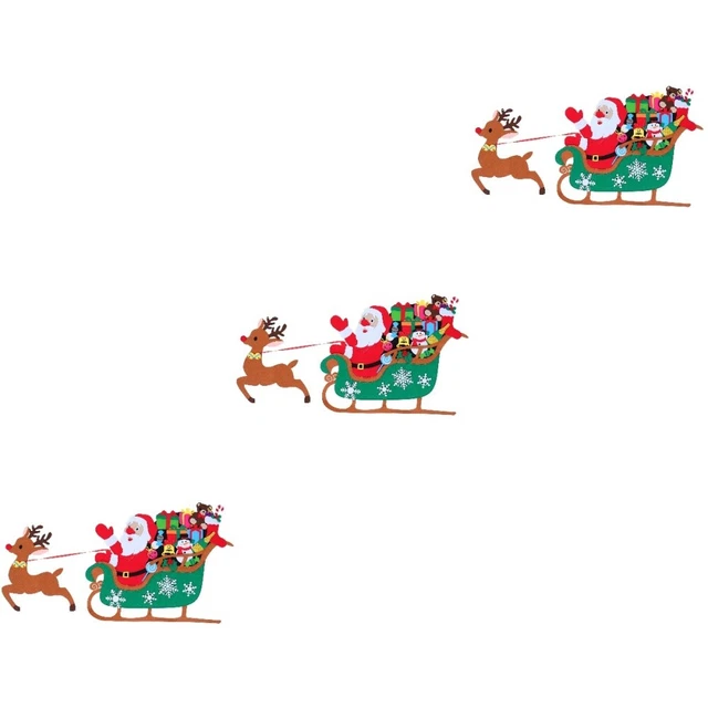 3 juegos fieltro Papá Noel fieltro hágalo usted mismo trineo Santa Claus decoración niños