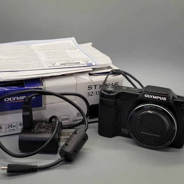 Olympus SZ-15 16.0MP Compact Digital Camera Black Tested