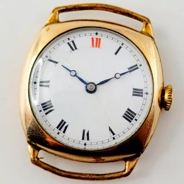 Rolled Gold Trench Style 1910S Art Deco Mens Tank Wristwatch Antique Vintage