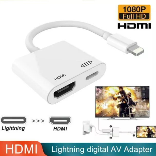 Lightning to HDMI Digital TV AV Adapter 1080P HDMI Cables White For iPad iPhone