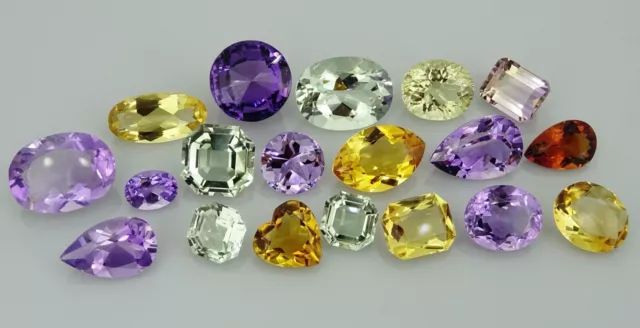 mixed lot of natural Amethyst Citrine Prasiolite 87.00ct natural loose gemstones