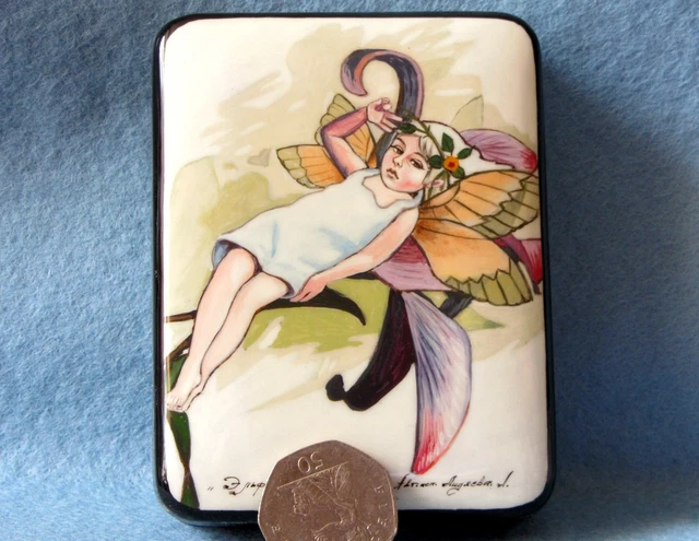 Russo Laccato Scatola Stanco Fairy Girl Mano Dipinta Papier Mache Gingillo Segno