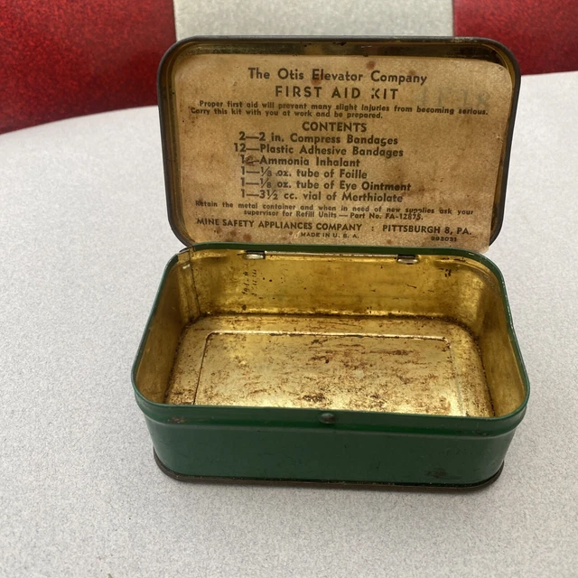 Vintage 1920s 1930s Otis Lifts First Aid Kit Tin