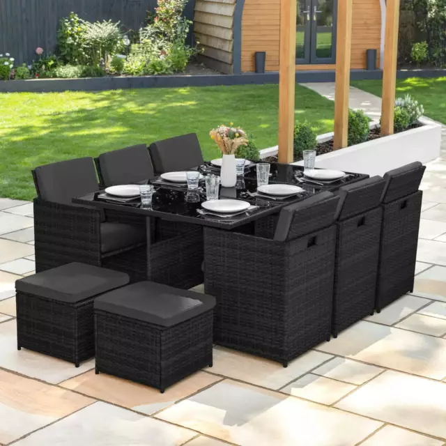 HARRIER CUBE RATTAN Dining Sets 8 10 Seater 3x COLOURS Patio