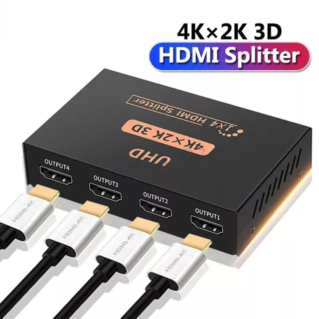 Amplifier 4 Way Output Hdmi 1 In Splitter Switch Hub Box Supports Full 4K 3D Hd