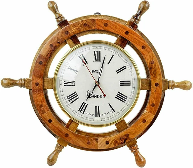 R.t 18 " Solid Holz Messing Schiff Rad Wanduhr Bullauge Nautisch Dekor