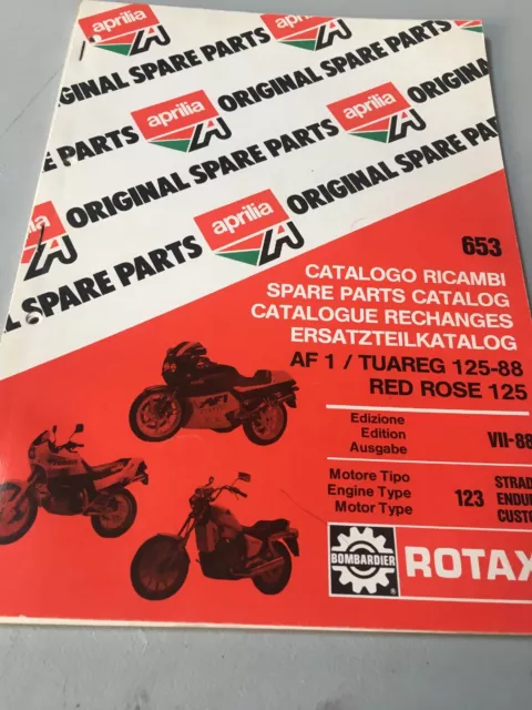 Aprilia catalogue pièces détachées tuareg red rose AF1 125 moteur Rotax 123 1988