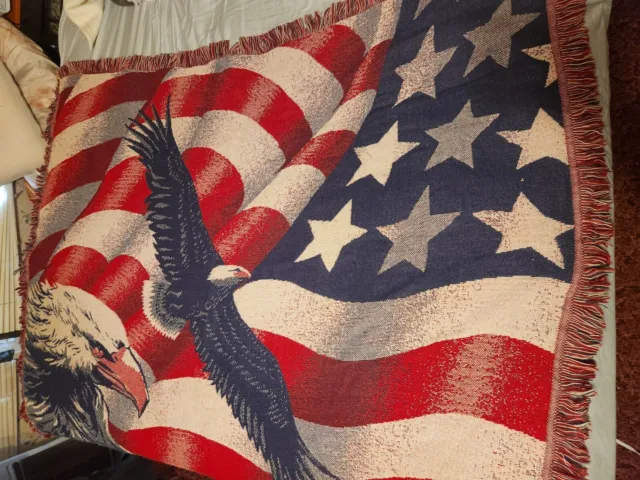 Manta tejida de colección bandera americana águila americana vacaciones patrióticas