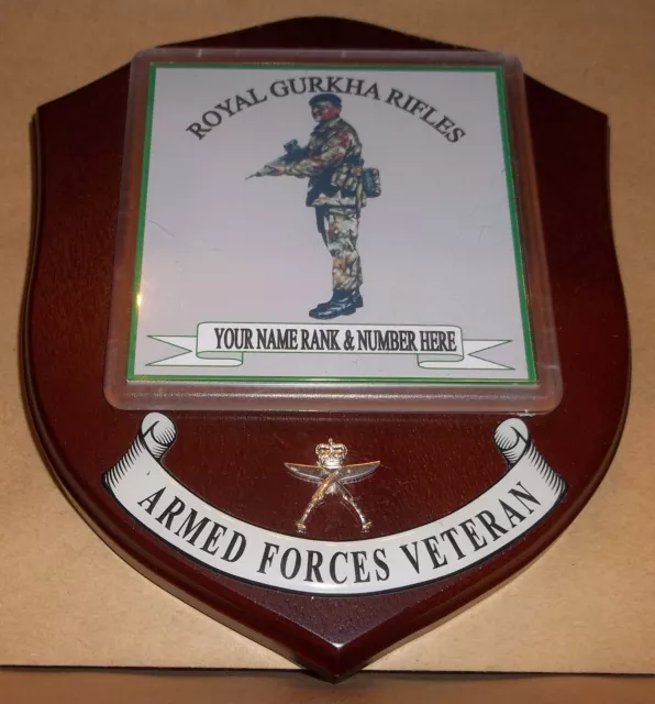 Royal Gurkha Rifles wall Plaque with name rank & number.
