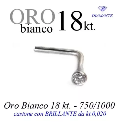 Piercing Nariz Nose de Oro Blanco 18kt.con Diamante kt.0, 020 White Gold Diamond