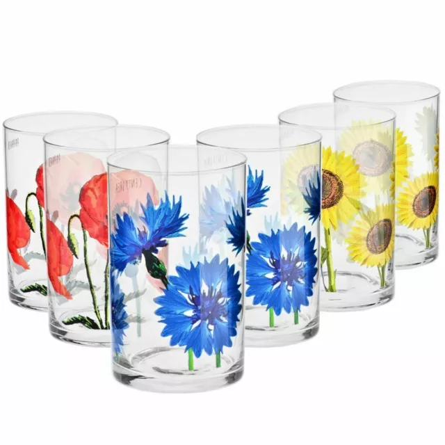 Krosno Deco Bloom Vasos de Agua Té Café Jugo | 6 pcs | 250 ml | Lavar la mano