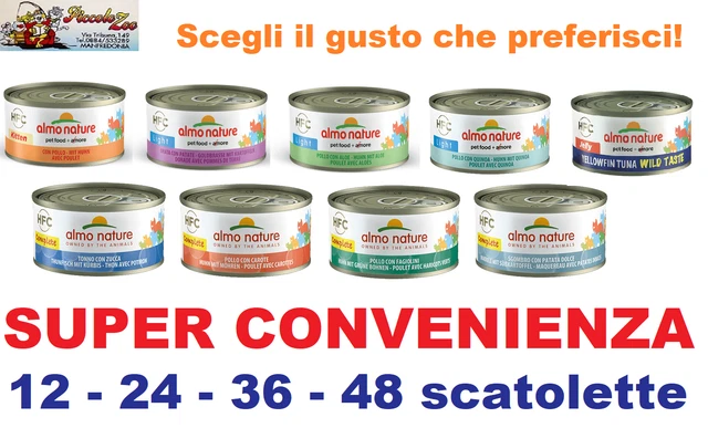 Almo Nature HFC 70gr 12-24-48 scatolette gatto cibo umido vari gusti a scelta