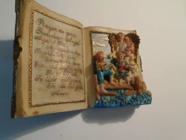 STATUE OF BIBLE WITH THE PRAYERS TO YOUR GUARDIAN ANGEL WITH CHILDREN clean