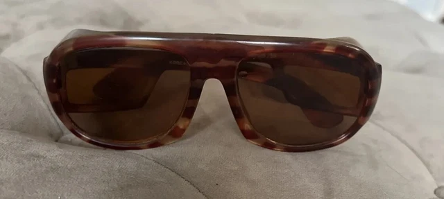 Vintage Korea Hand Finished Side Shield Sunglasses Brown Tortoise Signed Wow