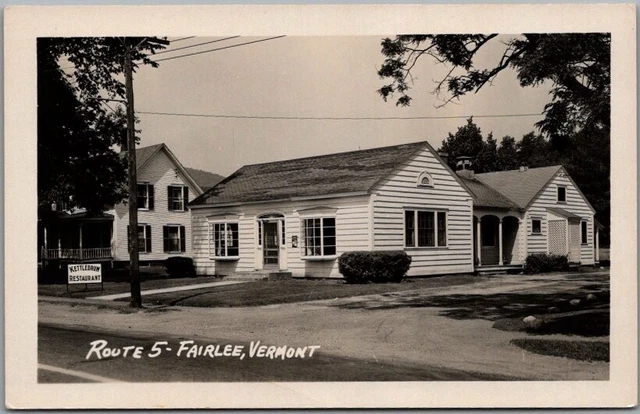 1940s FAIRLEE, Vermont RPPC Real Photo Postcard KETTLEDRUM RESTAURANT Route 5